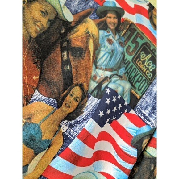 Jessica Max Vintage 90's Western Pinup pullover stretchy shirt  Size M - Picture 3 of 7